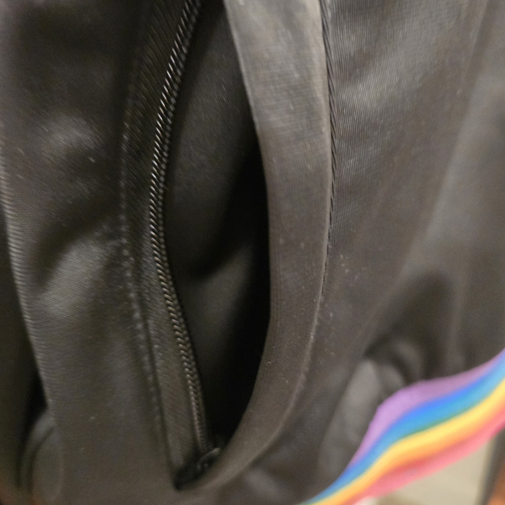Rainbow Trim Black Bomber Jacket - Picture 6 of 11